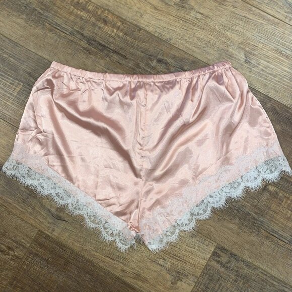 (2) Pink Satin & Eyelash Lace FRENCH Cami KNICKERS Sissy Tap Safety PANTIES 3X - Picture 4 of 5